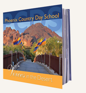Book cover to Phoenix Country Day School History commemorative book - Voices in the Desert