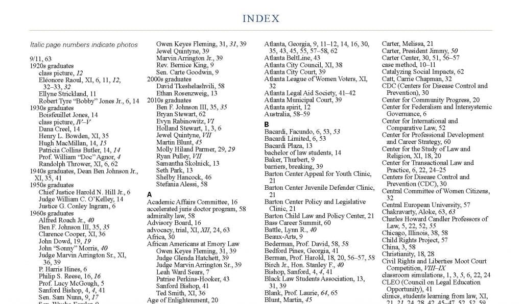 The Index, a small budget line item, but an invaluable resource. 